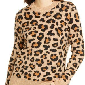 Cotton Emporium Leopard Pattern Crewneck Sweater Size S